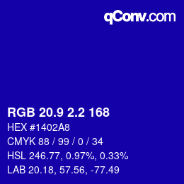 カラーコード: RGB 20.9 2.2 168 | qconv.com