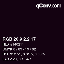 カラーコード: RGB 20.9 2.2 17 | qconv.com