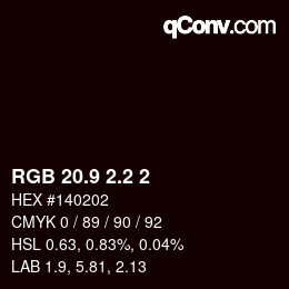 カラーコード: RGB 20.9 2.2 2 | qconv.com