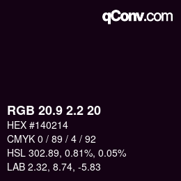 カラーコード: RGB 20.9 2.2 20 | qconv.com