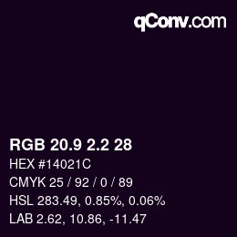 Color code: RGB 20.9 2.2 28 | qconv.com