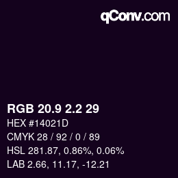 Color code: RGB 20.9 2.2 29 | qconv.com