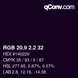 カラーコード: RGB 20.9 2.2 32 | qconv.com