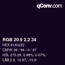 カラーコード: RGB 20.9 2.2 34 | qconv.com