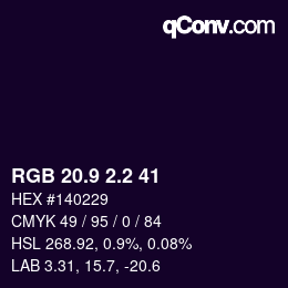 カラーコード: RGB 20.9 2.2 41 | qconv.com