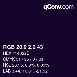 カラーコード: RGB 20.9 2.2 43 | qconv.com