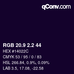 カラーコード: RGB 20.9 2.2 44 | qconv.com