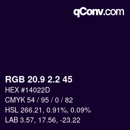 カラーコード: RGB 20.9 2.2 45 | qconv.com