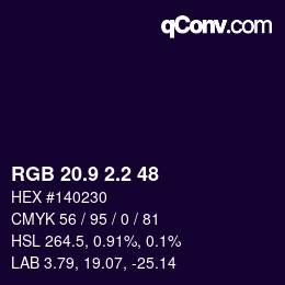 カラーコード: RGB 20.9 2.2 48 | qconv.com