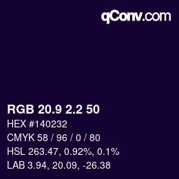 カラーコード: RGB 20.9 2.2 50 | qconv.com