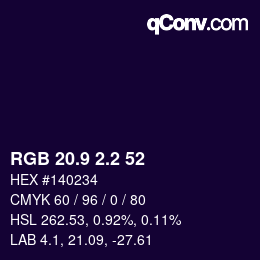 カラーコード: RGB 20.9 2.2 52 | qconv.com