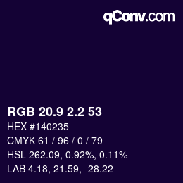 カラーコード: RGB 20.9 2.2 53 | qconv.com