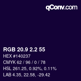 カラーコード: RGB 20.9 2.2 55 | qconv.com