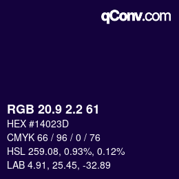 Color code: RGB 20.9 2.2 61 | qconv.com