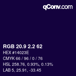 カラーコード: RGB 20.9 2.2 62 | qconv.com