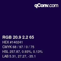 カラーコード: RGB 20.9 2.2 65 | qconv.com