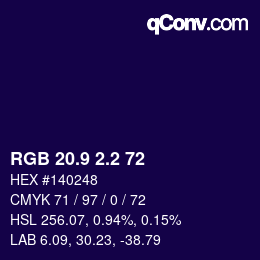 カラーコード: RGB 20.9 2.2 72 | qconv.com