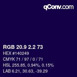 カラーコード: RGB 20.9 2.2 73 | qconv.com