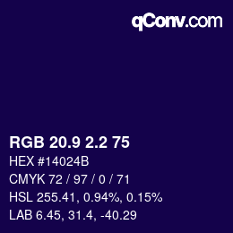 カラーコード: RGB 20.9 2.2 75 | qconv.com