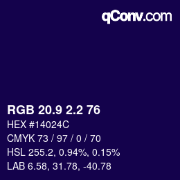 カラーコード: RGB 20.9 2.2 76 | qconv.com