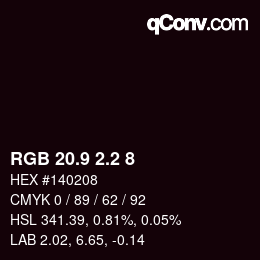Color code: RGB 20.9 2.2 8 | qconv.com
