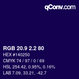 カラーコード: RGB 20.9 2.2 80 | qconv.com