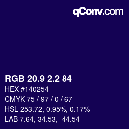 カラーコード: RGB 20.9 2.2 84 | qconv.com