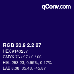 カラーコード: RGB 20.9 2.2 87 | qconv.com
