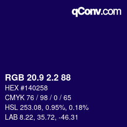 カラーコード: RGB 20.9 2.2 88 | qconv.com