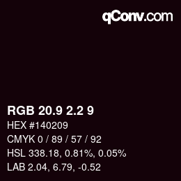 カラーコード: RGB 20.9 2.2 9 | qconv.com