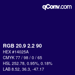 カラーコード: RGB 20.9 2.2 90 | qconv.com