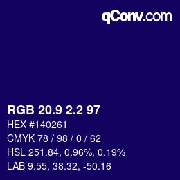 カラーコード: RGB 20.9 2.2 97 | qconv.com