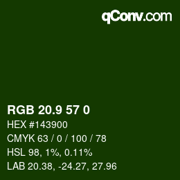 カラーコード: RGB 20.9 57 0 | qconv.com