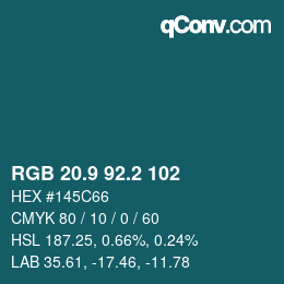 Color code: RGB 20.9 92.2 102 | qconv.com
