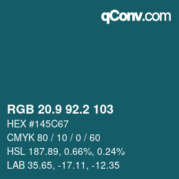Farbcode: RGB 20.9 92.2 103 | qconv.com