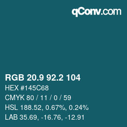 Color code: RGB 20.9 92.2 104 | qconv.com