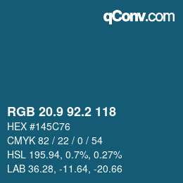 Farbcode: RGB 20.9 92.2 118 | qconv.com