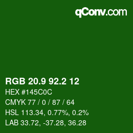 カラーコード: RGB 20.9 92.2 12 | qconv.com