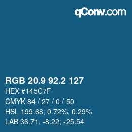 カラーコード: RGB 20.9 92.2 127 | qconv.com