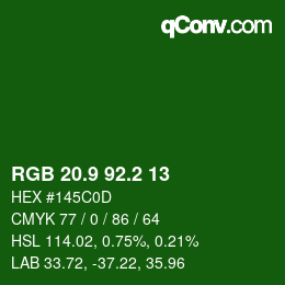 カラーコード: RGB 20.9 92.2 13 | qconv.com