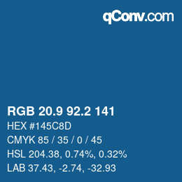Color code: RGB 20.9 92.2 141 | qconv.com