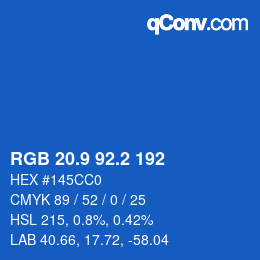 カラーコード: RGB 20.9 92.2 192 | qconv.com