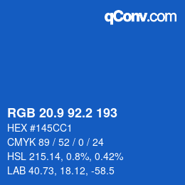 Color code: RGB 20.9 92.2 193 | qconv.com