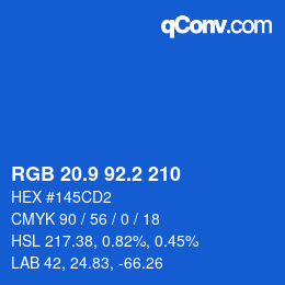 カラーコード: RGB 20.9 92.2 210 | qconv.com