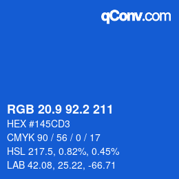 カラーコード: RGB 20.9 92.2 211 | qconv.com