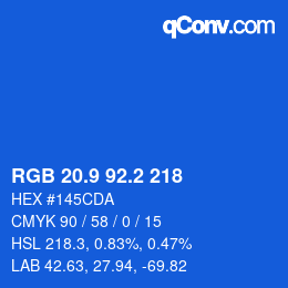 カラーコード: RGB 20.9 92.2 218 | qconv.com