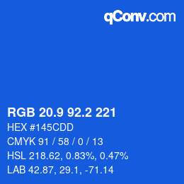 カラーコード: RGB 20.9 92.2 221 | qconv.com