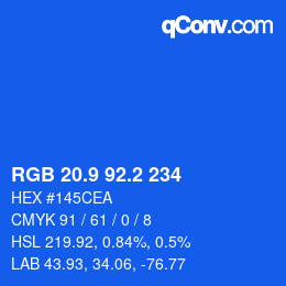 カラーコード: RGB 20.9 92.2 234 | qconv.com