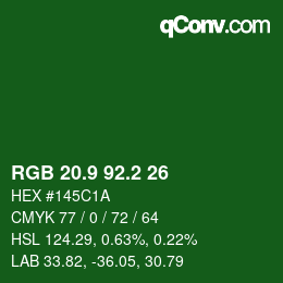 カラーコード: RGB 20.9 92.2 26 | qconv.com