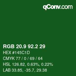 カラーコード: RGB 20.9 92.2 29 | qconv.com